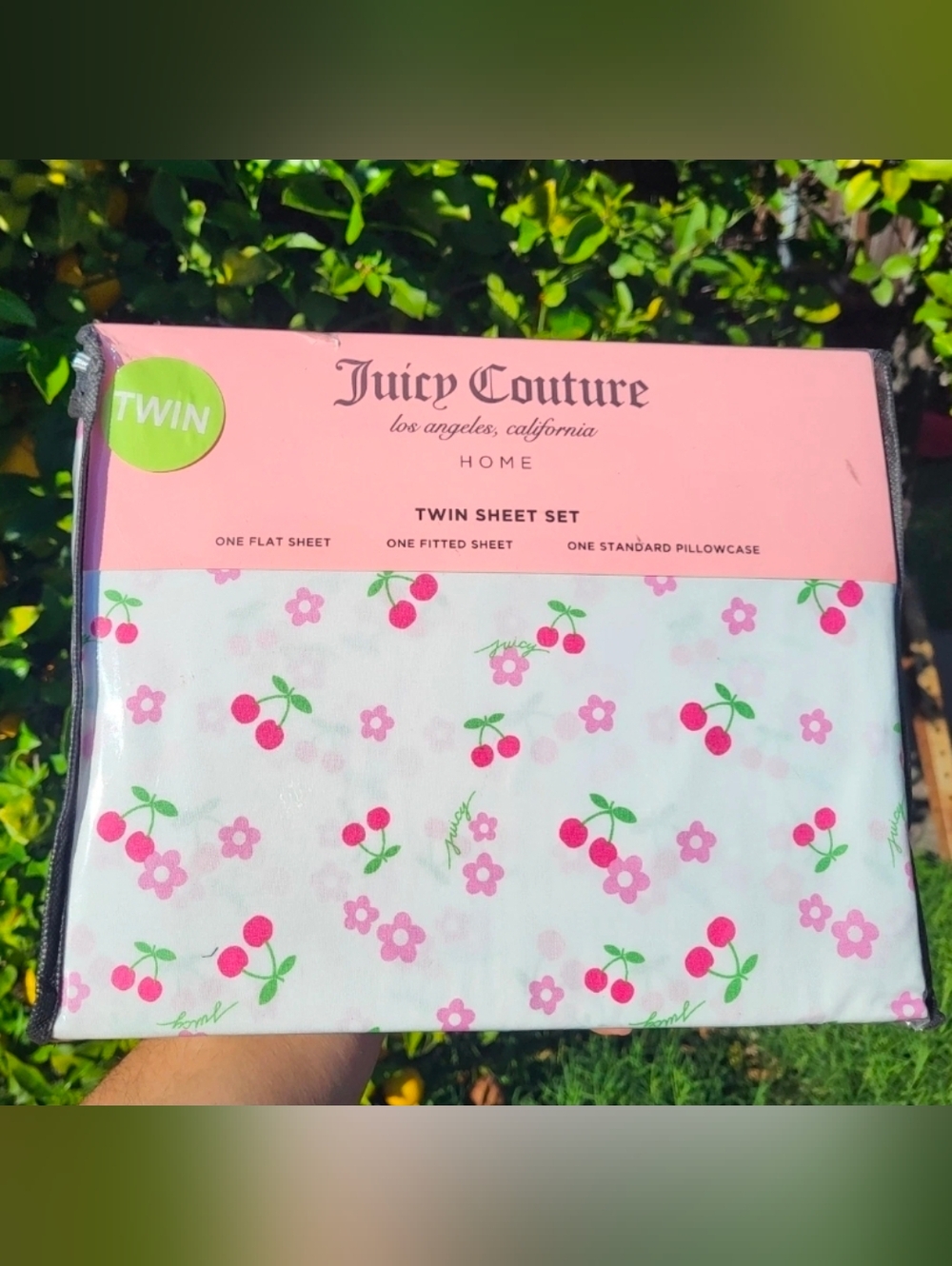BNIB Juicy Couture Cherry and Pink Floral TWIN SHEET BED SET